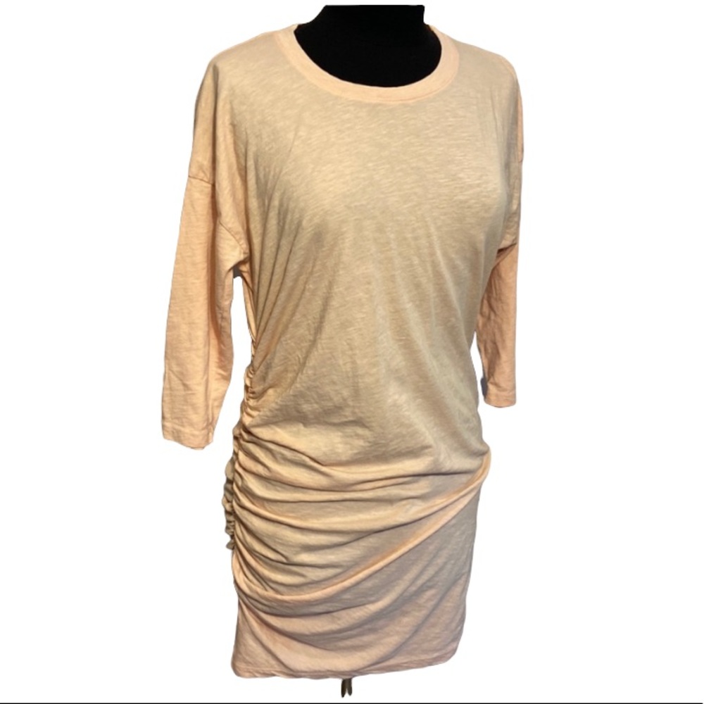 Sundry Side Shirred 3/4 Sleeve Peach Blush Dress Jersey NWT